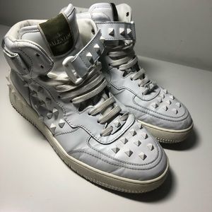 Valentino High Top Sneakers - White with studs